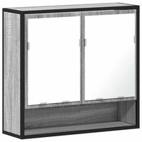 armario con espejo de bano  mueble de bano madera gris sonoma 65x20x60 cm