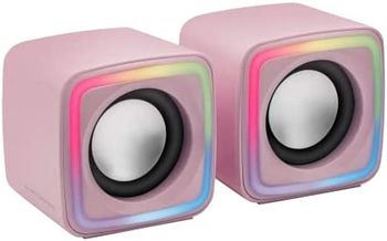 Mars Gaming MSCUBEP Rosa Altavoces Gaming RGB Compactos Procesador Sonido DSP 8W