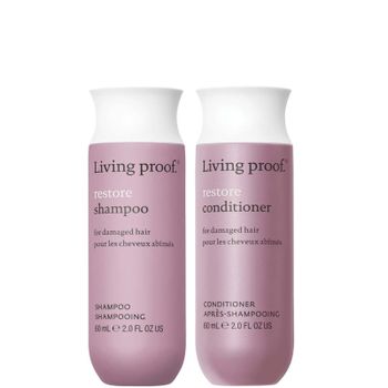 Living Proof Restore Shampoo and Conditioner Travel Size Bundle for Damage Repair, Strengthening and Shine
