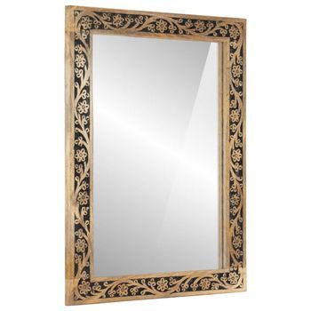 Espejo De Baño Madera Maciza De Acacia Y Vidrio 50x70x2,5 Cm Vidaxl