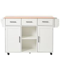carrito de cocina blanco con ruedas isla de cocina con encimera plegable encimera con vetas de madera 139x71x915cm mdf