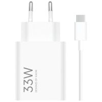 xiaomi adaptador de corriente de carga rapida 33w usb-a blanco  cable usb-a a usb-c