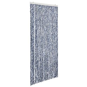 Cortina Mosquitera | Mosquitera Chenilla Azul Blanco Y Plateado 90x220 Cm