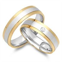 alianzas 14 quilates oro amarillo-blanco con diamante