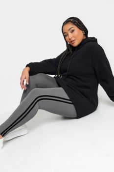 Yours Leggings Grises Franjas Laterales, Mujer Curvy Y Tallas Grandes, Yours