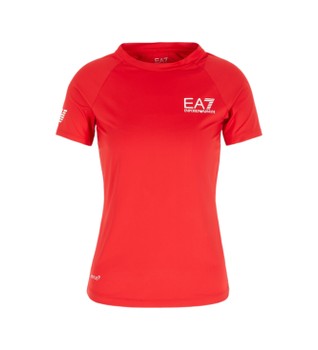 EA7 para mujer. 8NTT70_TJEMZ Camiseta Deportiva rojo (S), Deportivo, Multideporte, Poliamida, Manga corta