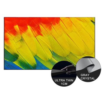 WUPRO Pantalla de proyección de cristal gris de pared 92/110/130 pulgadas 4K 3D 16:9 160° ángulo de visión marco fijo pa