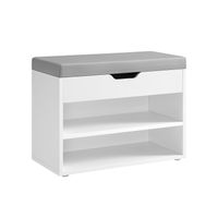mueble zapatero con asiento tapizado blanco nube  30 x 60 x 44 cm