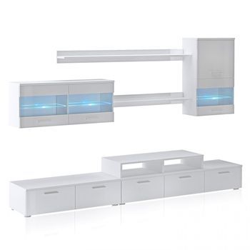 Salón Con Gran Espacio De Almacenamiento 250 Cm Alfa Blanco 250 X 194 X 42 Cm