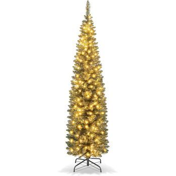 180cm Árbol De Navidad Artificial, Costway 180 Luces Led Blancas Cálidas (390 Rama)