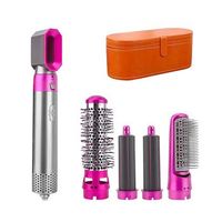 secador de pelo 818 5 en 1 permite alisar secar rizar y mucho mas incluye un estuche para mantener todo ordenado y facilitar su transporte 5x5x23 cm color plata