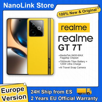realme GT 7T Smartphone 5G MediaTek 8400-MAX Batería Titan de 7000mAh Carga Ultra Rápida de 120W Pantalla de 6.8'' 120Hz Versión EU NFC