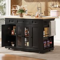 isla de cocina negra con mesa abatible 1515 cm y encimera de mdf