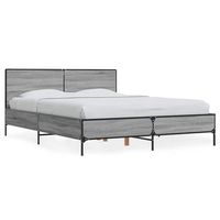cama doble  cama para adultos  estructura cama madera ingenieria metal gris sonoma 140x190 cm