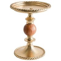 candelero de 31 cm de aluminio y madera de acacia pieza decorativa de diseno moderno dorado vodno