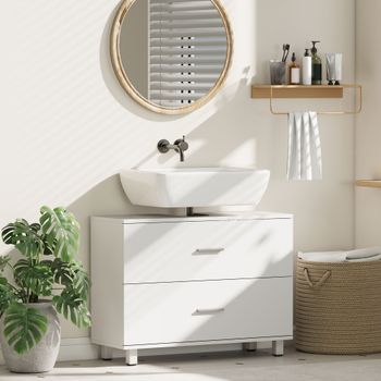 Mueble Bajo Lavabo De Melamina Mdf Homcom 80x30x60 Cm Blanco