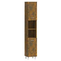armario de bano madera contrachapada roble ahumado 30x30x179 cm vidaxl