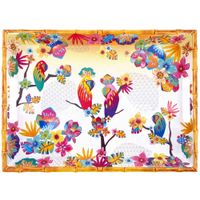 bandeja grande de melamina pura de 50 cm con motivos tropicales