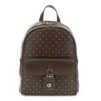 mochila con bolsillo frontal y micro tachuelas dark brown