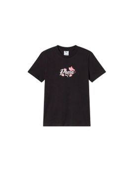 Camiseta Puma Floral Graphic Cat T, Black, Niña