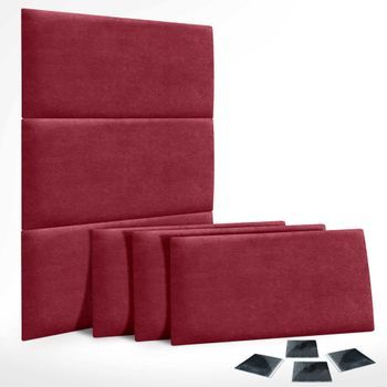 Dhome Juego De 6 Paneles Tapizados De Tela Autoadhesivos Para Pared Acústicos Absorbentes Protección Impactos Cabeceros (rojo, 50x40cm, X6)