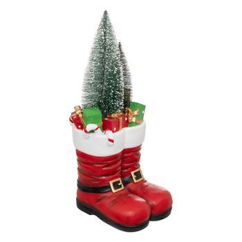 Bota De Papá Noel Con Árbol De Resina 54cm