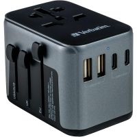 verbatim 49545 adaptador de viaje universal con usb-c pd y qc 2x usb-c 2x usb-a