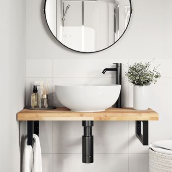 Encimera Tocador Baño Madera Maciza Acacia Sin Tratar 80x40x4cm