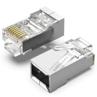 conector rj45 vention idcr0-10 cat6 ftp chapado oro 10 unidades transparente y plata
