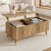 mesa de centro elevable con almacenaje 97 x 52 x 565 cm acabado madera