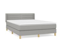 cama box spring con colchon tela gris claro 140x190 cm rayas horizontales