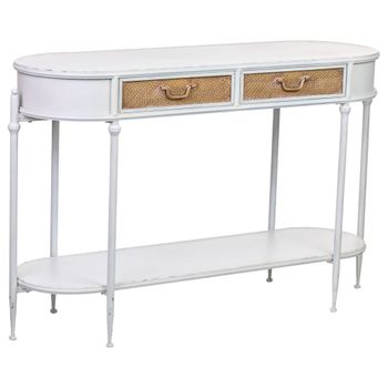 Recibidor 2 cajones y 1 balda de metal blanco 125x41x81h cm