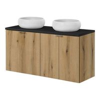 mueble bajo newport con lavabos 4 puertas 120x72x40cm roblenegro encasa