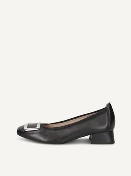 CAPRICE Pumps, black, made of Leather with Trapeze heel, Size 37.5