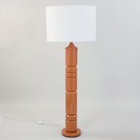 lampara de pie de acero marron con pantalla de tela 160 cm