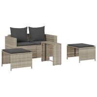 set de muebles de jardin 5 uds  conjunto de comedor  conjunto de descanso y cojines apilables gris claro