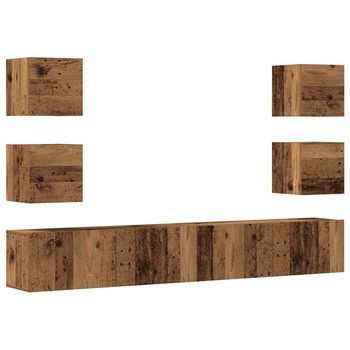 Muebles De Tv De Pared 6 Uds Madera Vieja Madera De Ingeniería Vidaxl