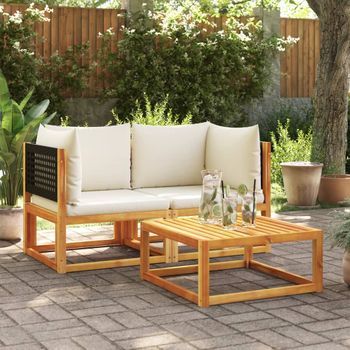 Sofás De Esquina Jardín Con Cojines 2 Uds | Conjunto Mueble Jardin Mesa Y Sillas Madera Maciza Acacia Cfw33424