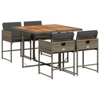 set comedor de jardin 5 piezas  muebles de jardin con cojines ratan sintetico gris