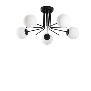 Lámpara De Techo Daisy-147-av2 Negro Metal Vidrio Diámetro 80x34 Cm