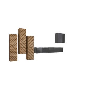 Conjunto De Muebles Para Salón Switch Iii – Roble Y Gris – Acabados Efecto Roble Fresado Y Brillante – Diseño Moderno