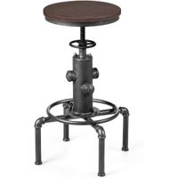costway taburete de bar estilo industrial vintage altura ajustable 595-75 cm con reposapies silla de comedor para pub bar restaurante marronnegro