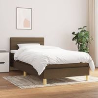 cama individual  cama box spring  cama para adultos con colchon tela marron oscuro 90x200 cm cfw178831