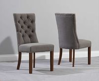 anais grey fabric dark oak leg dining chairs - grey