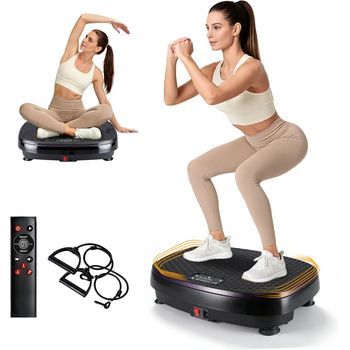 Plataforma Vibratoria Nettlife Para Fitness Con Bandas De Resistencia - 199 Niveles Y 5 Programas - Equipo De Gimnasio En Casa Para Un Entrenamiento Completo