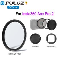 puluz juego de filtros uv de 52mm para camara deportiva insta360 ace pro 2 filtro de lente uv de 52mm con anillo adaptador y cubierta de lente
