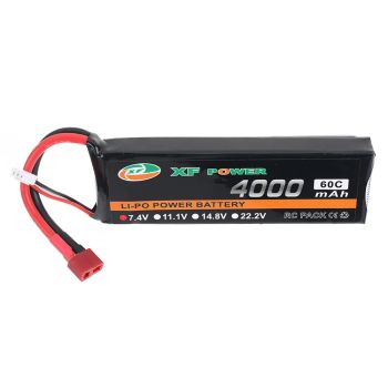 Batería LiPo de XF POWER 7.4V 4000mAh 60C 2S con enchufe T Deans para dron RC