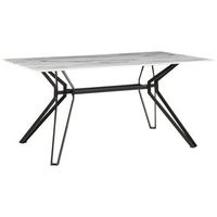 mesa de comedor tablero de cristal templado rectangular patas de metal negro 160 x 90 cm efecto marmol moderno ballina
