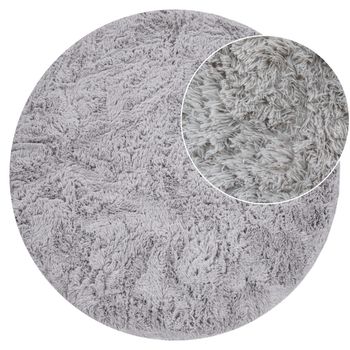 Alfombra de pelo largo Silvana plata 120 cm redondo
