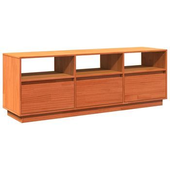 Mueble De Tv | Mueble De Salón | Gabinete De Tv Madera Maciza De Pino Marrón Cera 140x37x50 Cm